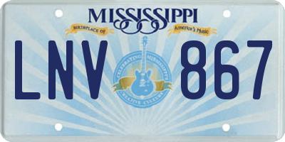 MS license plate LNV867