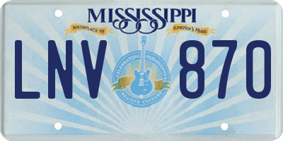 MS license plate LNV870