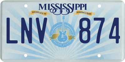 MS license plate LNV874