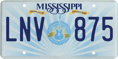 MS license plate LNV875