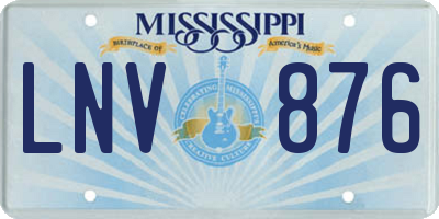 MS license plate LNV876