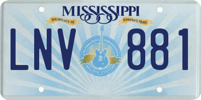MS license plate LNV881