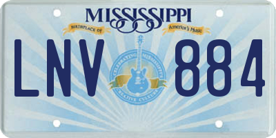 MS license plate LNV884