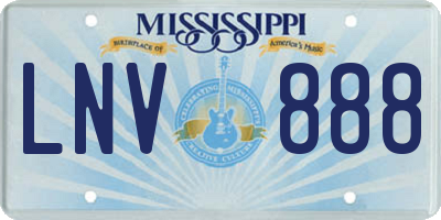 MS license plate LNV888