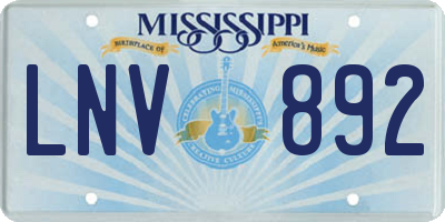 MS license plate LNV892