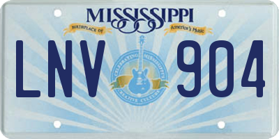 MS license plate LNV904