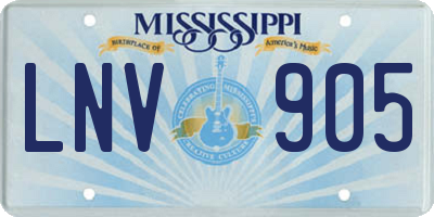 MS license plate LNV905