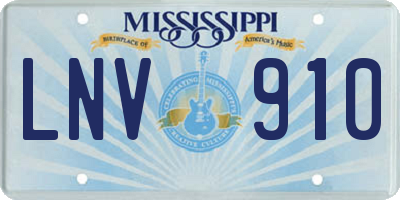 MS license plate LNV910