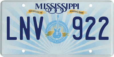 MS license plate LNV922
