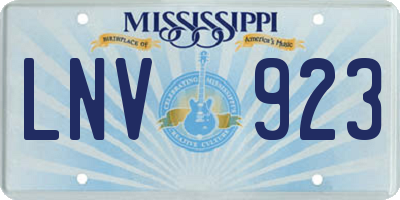 MS license plate LNV923