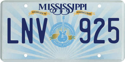 MS license plate LNV925