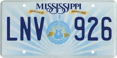 MS license plate LNV926