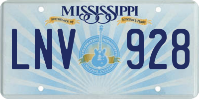 MS license plate LNV928