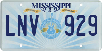 MS license plate LNV929