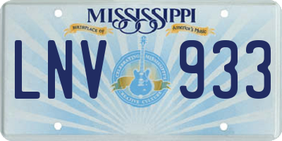 MS license plate LNV933