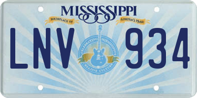MS license plate LNV934