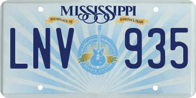 MS license plate LNV935