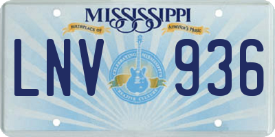 MS license plate LNV936