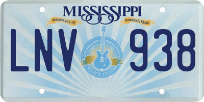 MS license plate LNV938