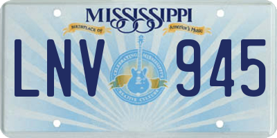 MS license plate LNV945