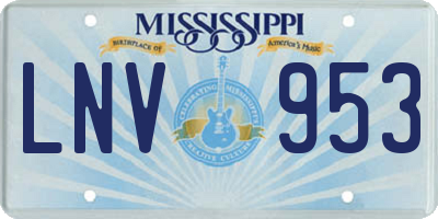 MS license plate LNV953
