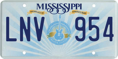 MS license plate LNV954