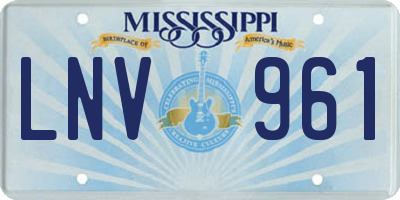 MS license plate LNV961
