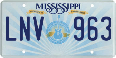 MS license plate LNV963