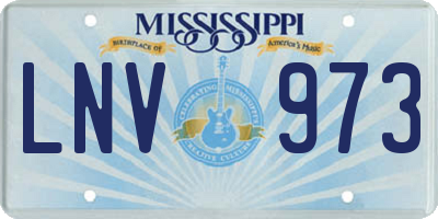 MS license plate LNV973