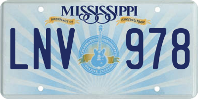 MS license plate LNV978