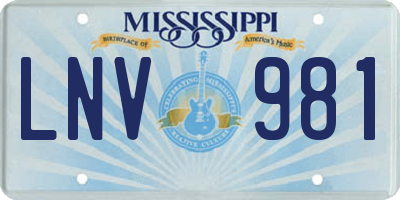MS license plate LNV981