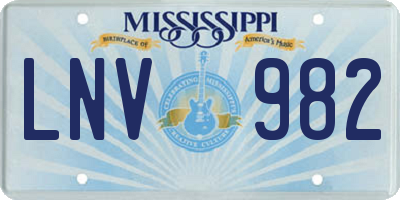 MS license plate LNV982