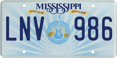 MS license plate LNV986