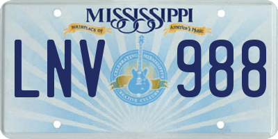 MS license plate LNV988