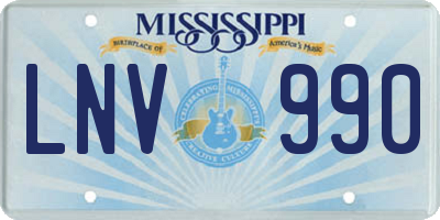 MS license plate LNV990
