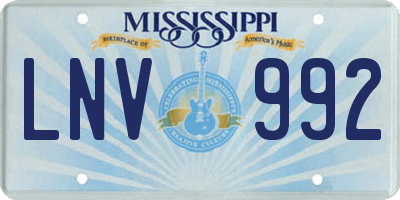MS license plate LNV992