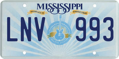 MS license plate LNV993