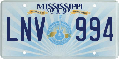 MS license plate LNV994