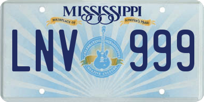 MS license plate LNV999