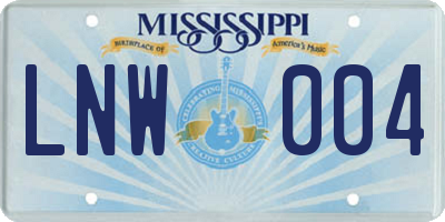 MS license plate LNW004