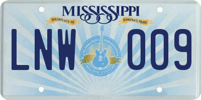 MS license plate LNW009