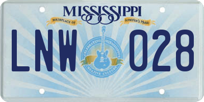 MS license plate LNW028