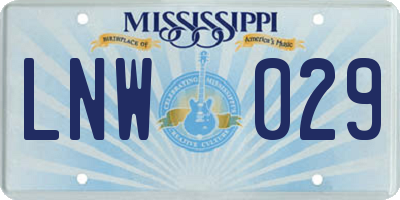 MS license plate LNW029
