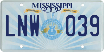 MS license plate LNW039