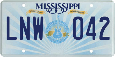 MS license plate LNW042