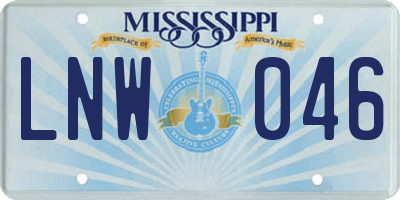 MS license plate LNW046