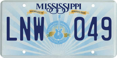 MS license plate LNW049
