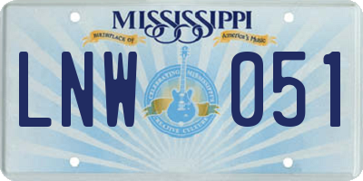 MS license plate LNW051