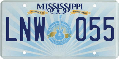 MS license plate LNW055