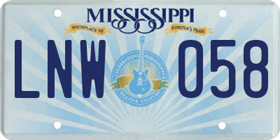 MS license plate LNW058